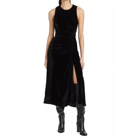 Ulla Johnson Cornelia Velvet Sleeveless Midi Dress in Black Size 0 $790 - Picture 2 of 13